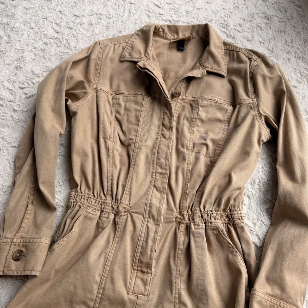 Universal Thread Tan Khaki Boiler Suit Jumpsuit Coveralls Button Front 6 - Picture 6 of 13
